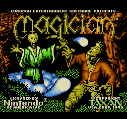 Magician title screen for NES